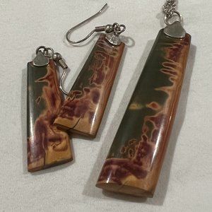 Organic jasper stone earrings necklace set